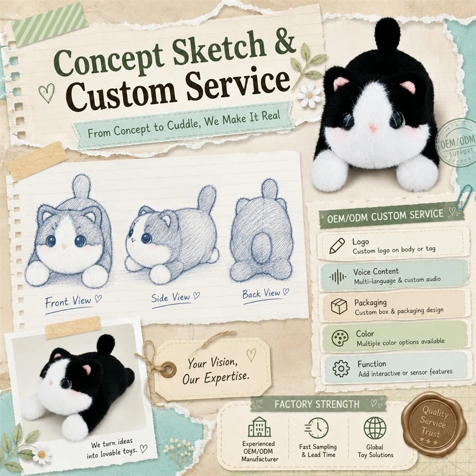 Custom AI Cat Plush Toy Manufacturer high quality