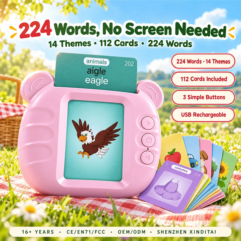 Kid Talking Flash Cards Machine OEM & ODM – One Card In, One Word Out, 224 Words To Collect
