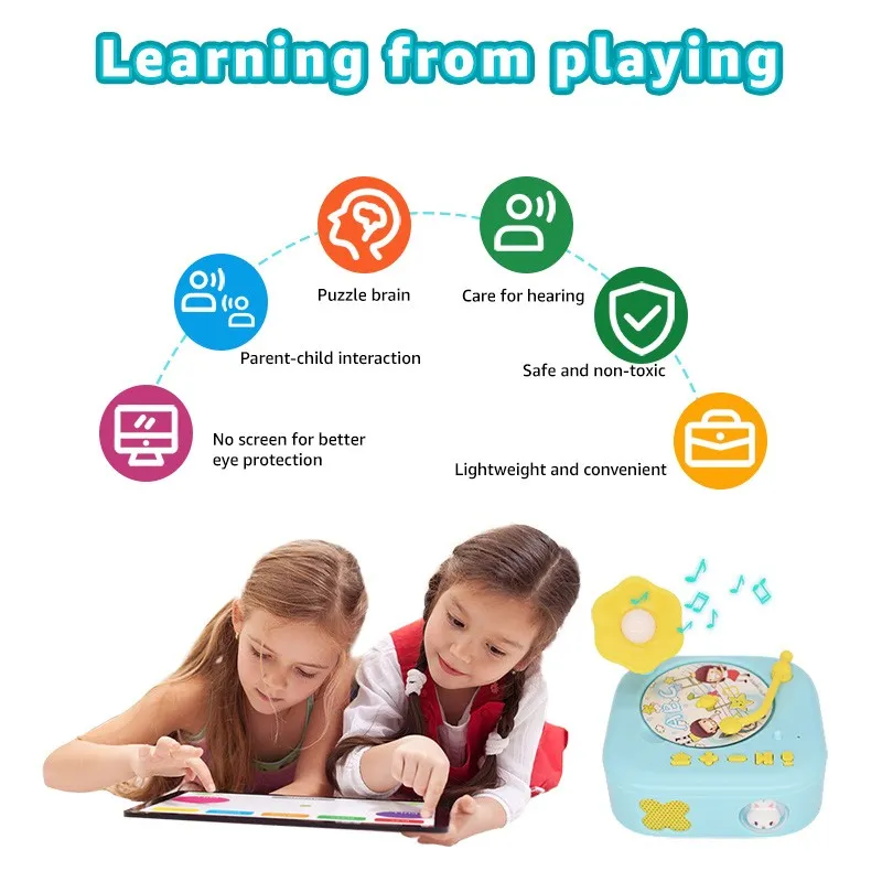Kids Educational Music Player Learning Flashcards Toy With Night Light Volume Control Safe Non Toxic high quality