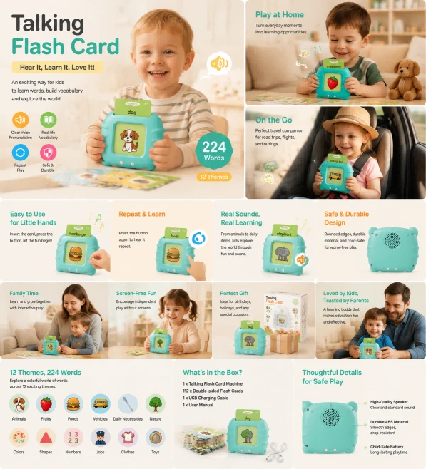 Kids Talking Flash Card Learning Toys Wholesale Speech Vocabulary Builder Language Tools Classroom Kindergarten OEM high quality