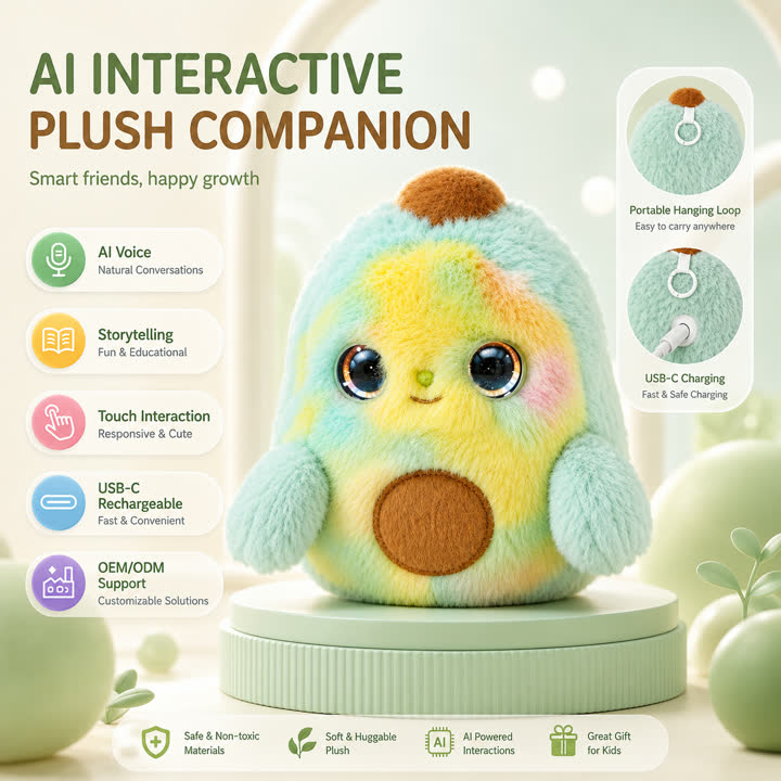 custom AI avocado plush toy front view custom AI avocado plush toy front view