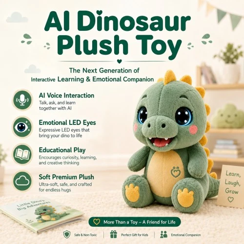 AI Dinosaur Plush Toy – The Next Generation Of Interactive Learning & Emotion...