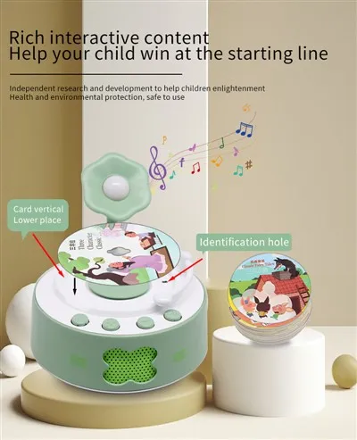 Kids Gramophone With 60 Learning Cards, Kids Record Player, Story Machine For Kids, Kids Music Player, Phonograph Toy For Kids Ages 2+