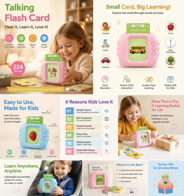 Talking Flash Cards Kids Early Education Speech Therapy Autism Toy Custom Cards Multilingual Classroom Bedtime Interactive Gifts factory