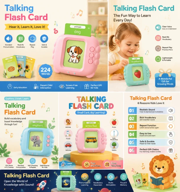 Talking Flash Cards Kids Early Education Speech Therapy Autism Toy Custom Cards Multilingual Classroom Bedtime Interactive Gifts suppliers