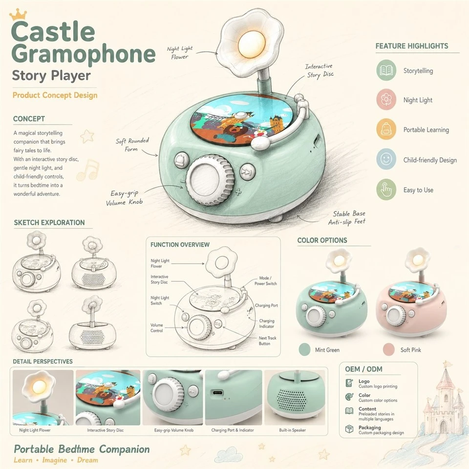 XDT Kids Phonograph Player With Card Reading & Night Light XDT Kids Phonograph Player With Card Reading & Night Light